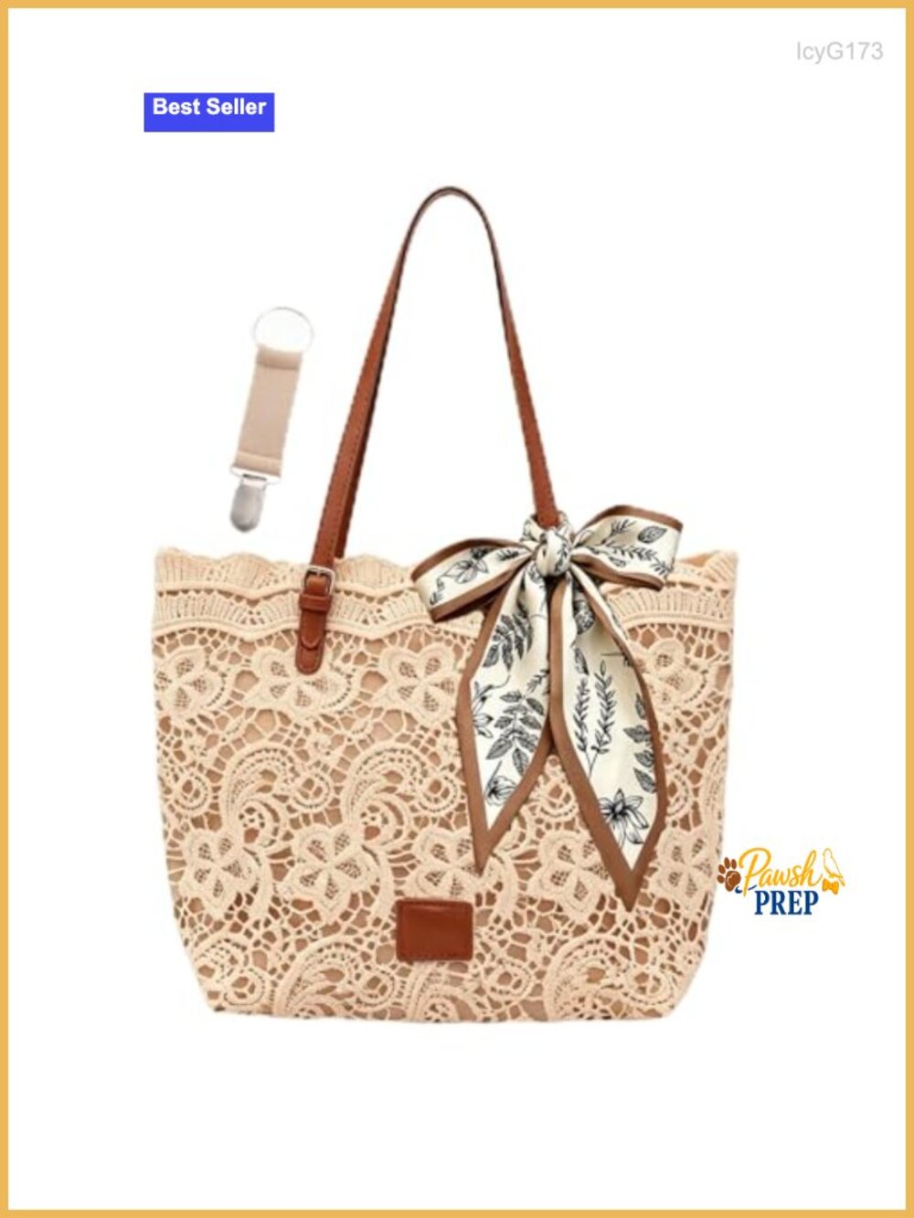 Crochet Mesh Woven Hobo Tote Bag with Removable Strap